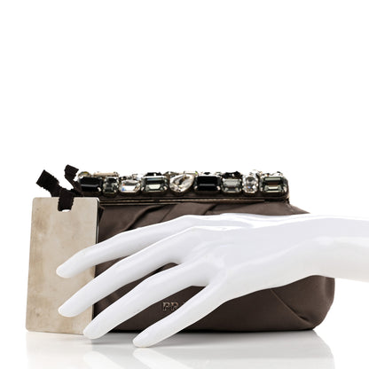 Prada Satin Crystal Clutch Fumo 2 of 9
