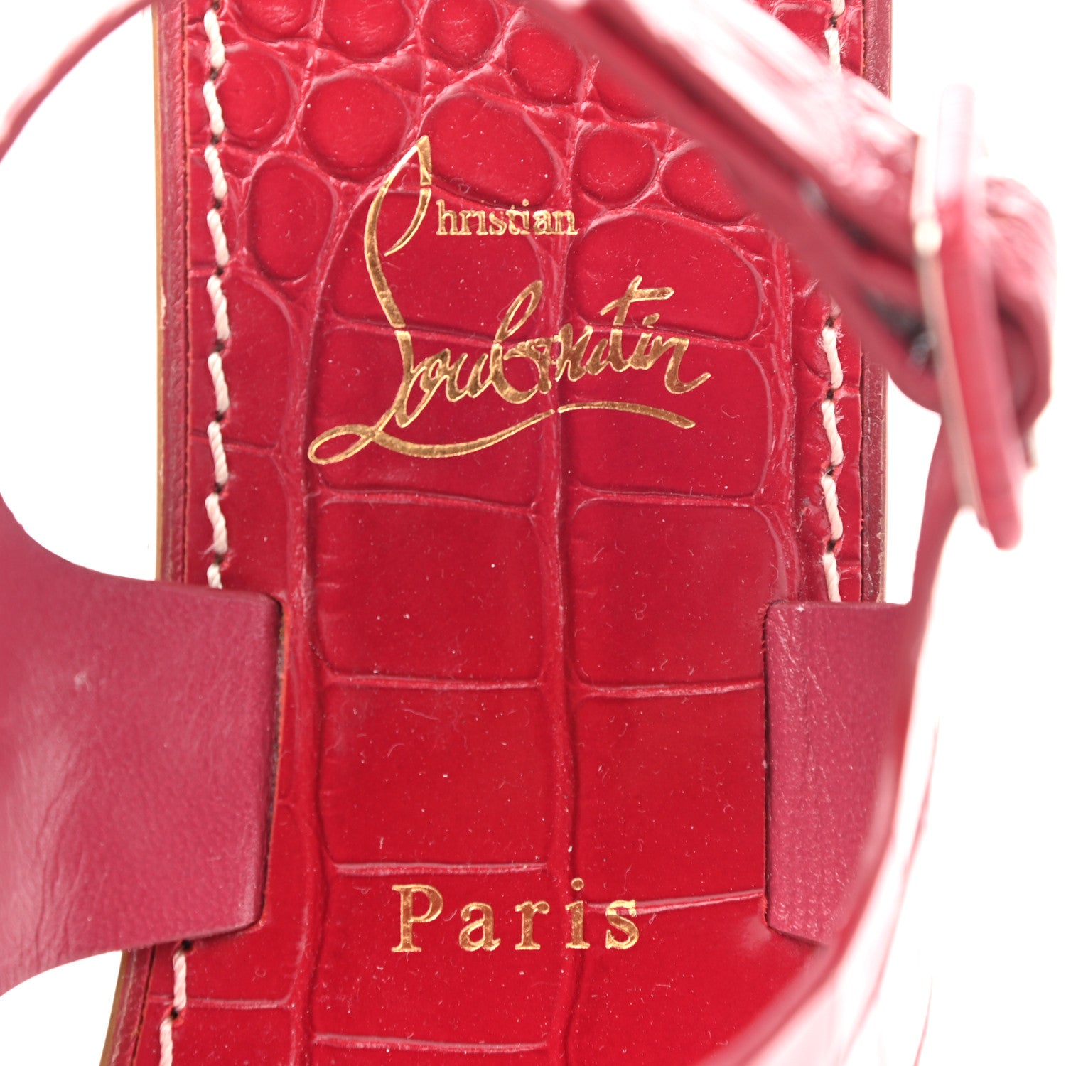 Christian Louboutin Calfskin Alligator Embossed Cubongo Flat Sandals 36 Persan 7 of 7