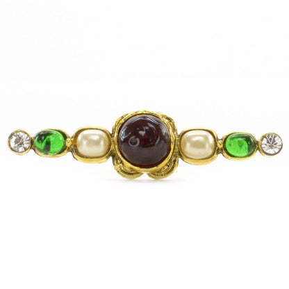 Chanel Gripoix Poured Glass Crystal Pearl Brooch Gold 1 of 6