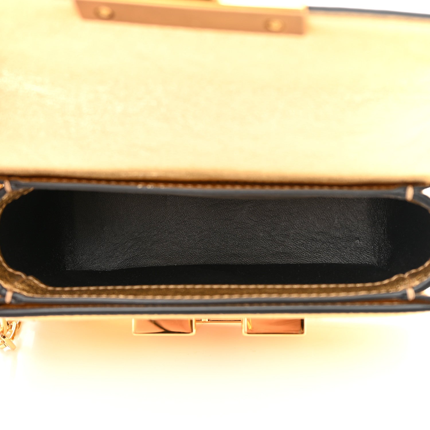 Tom Ford Metallic Calfskin Crocodile Embossed Mini T Clasp Shoulder Bag Gold 5 of 11