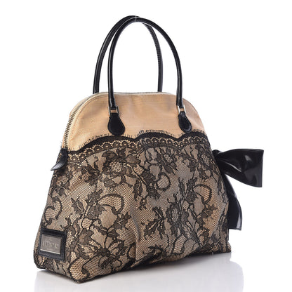Valentino Garavani Straw Lace Bow Dome Tote Black 3 of 20