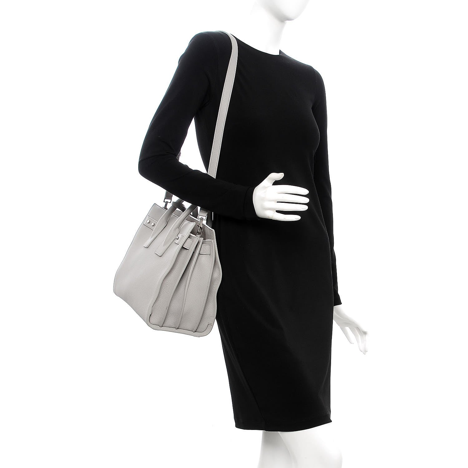 Saint Laurent Grained Calfskin Small Supple Sac De Jour Mouse Grey 2 of 7