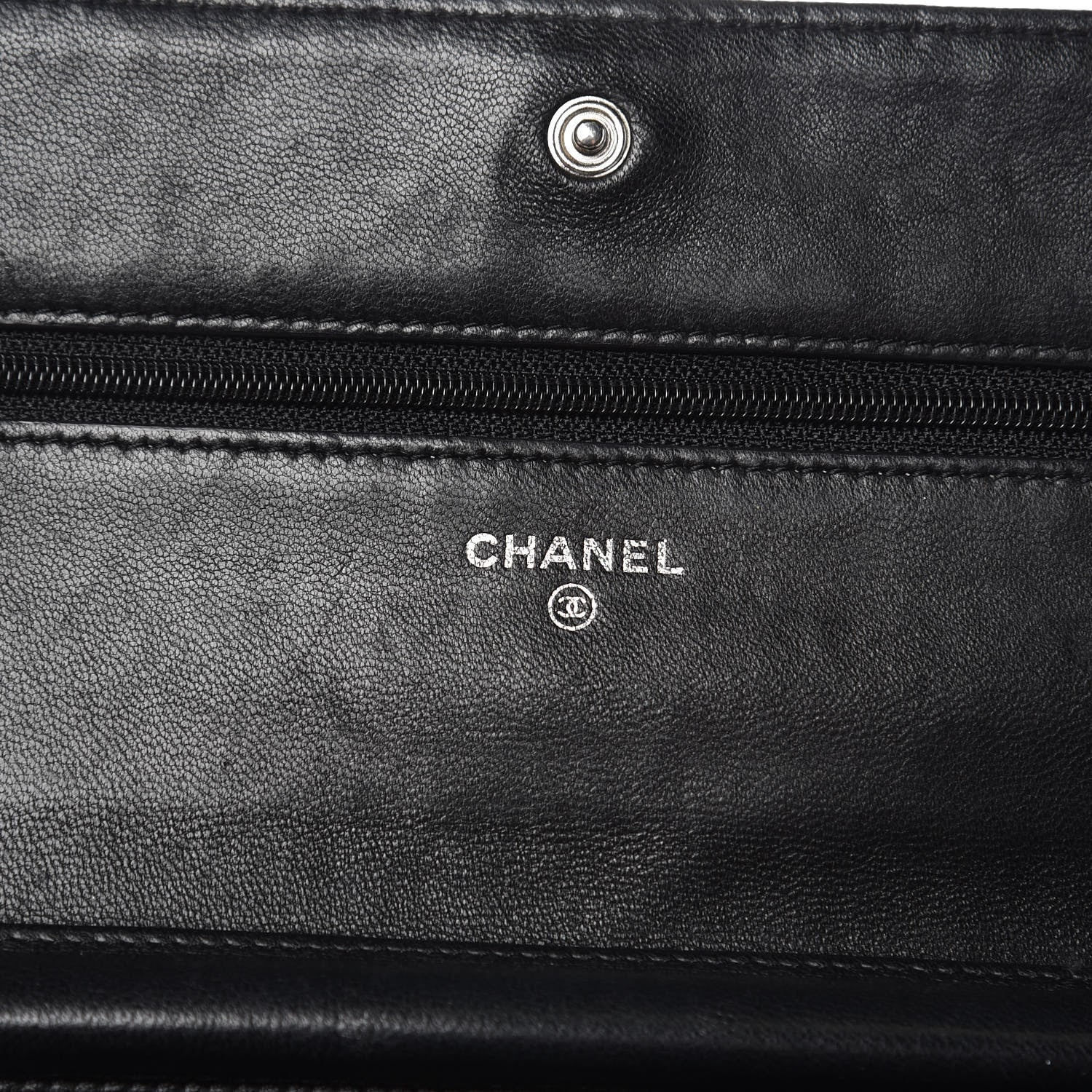 Chanel Lambskin Camellia Embossed Wallet on Chain WOC Black 12 of 16