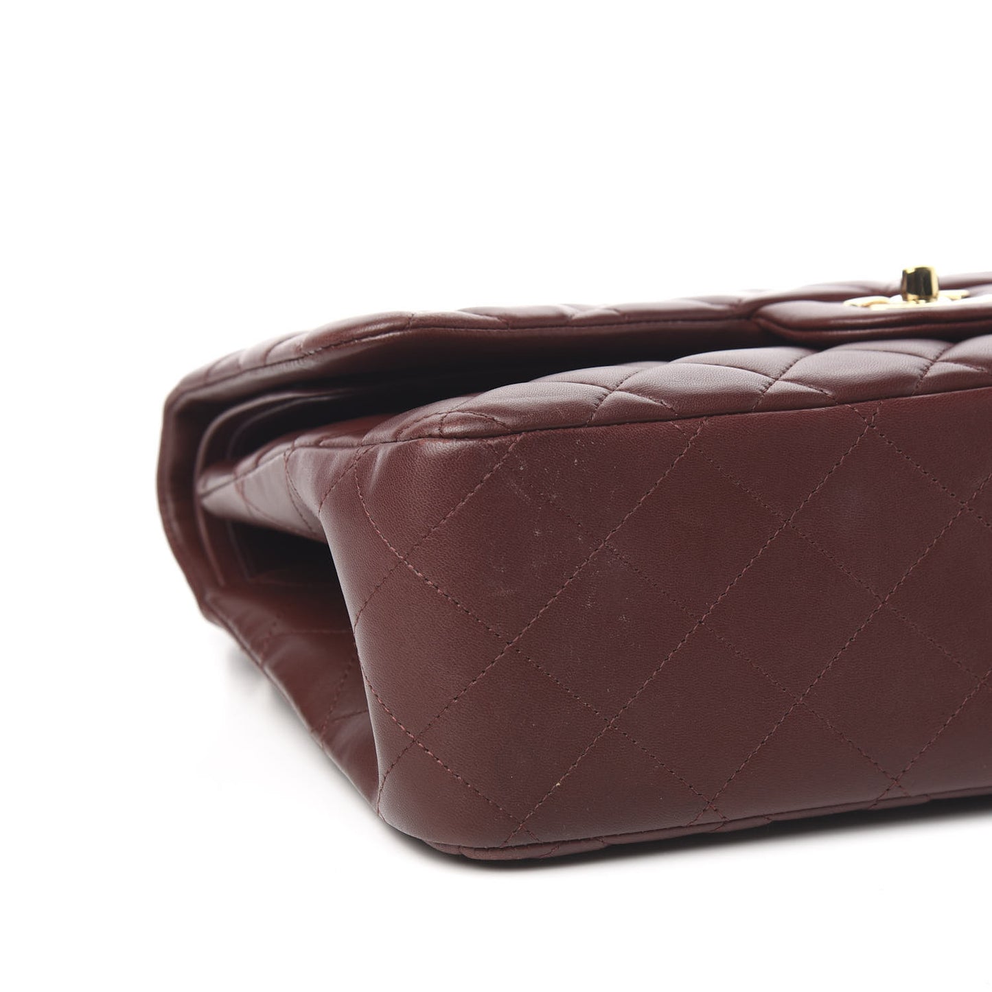 Lambskin Quilted Jumbo Double Flap Burgundy