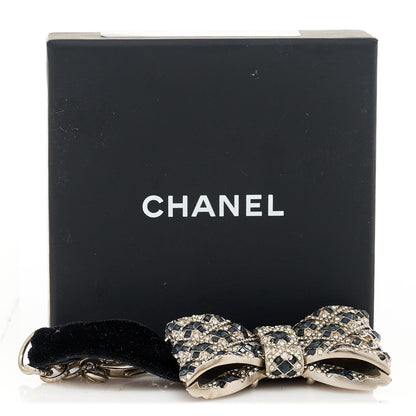Chanel Crystal Velvet CC Bow Bracelet Black Silver 4 of 4