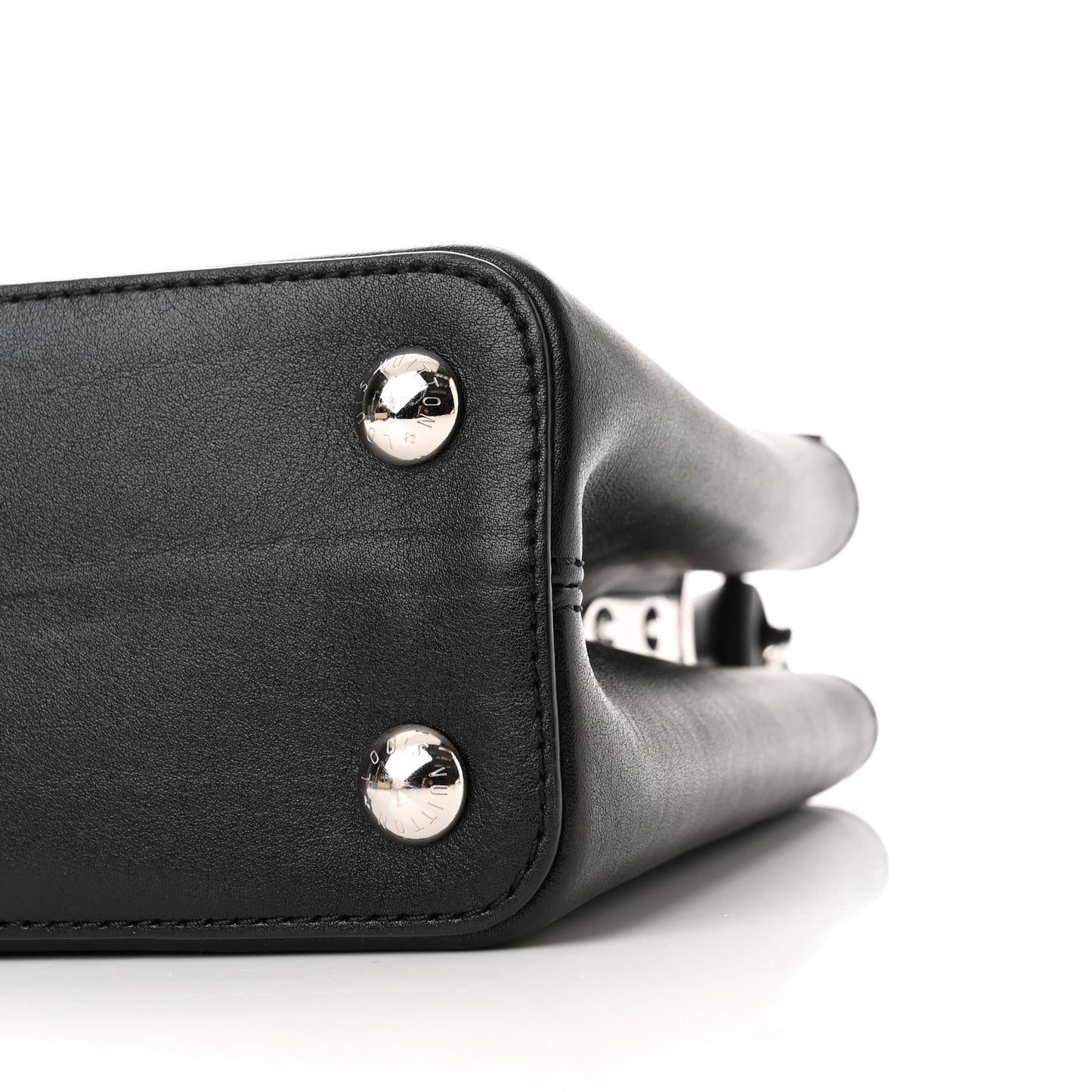 Smooth Calfskin Crystal Flowers Capucines BB Black