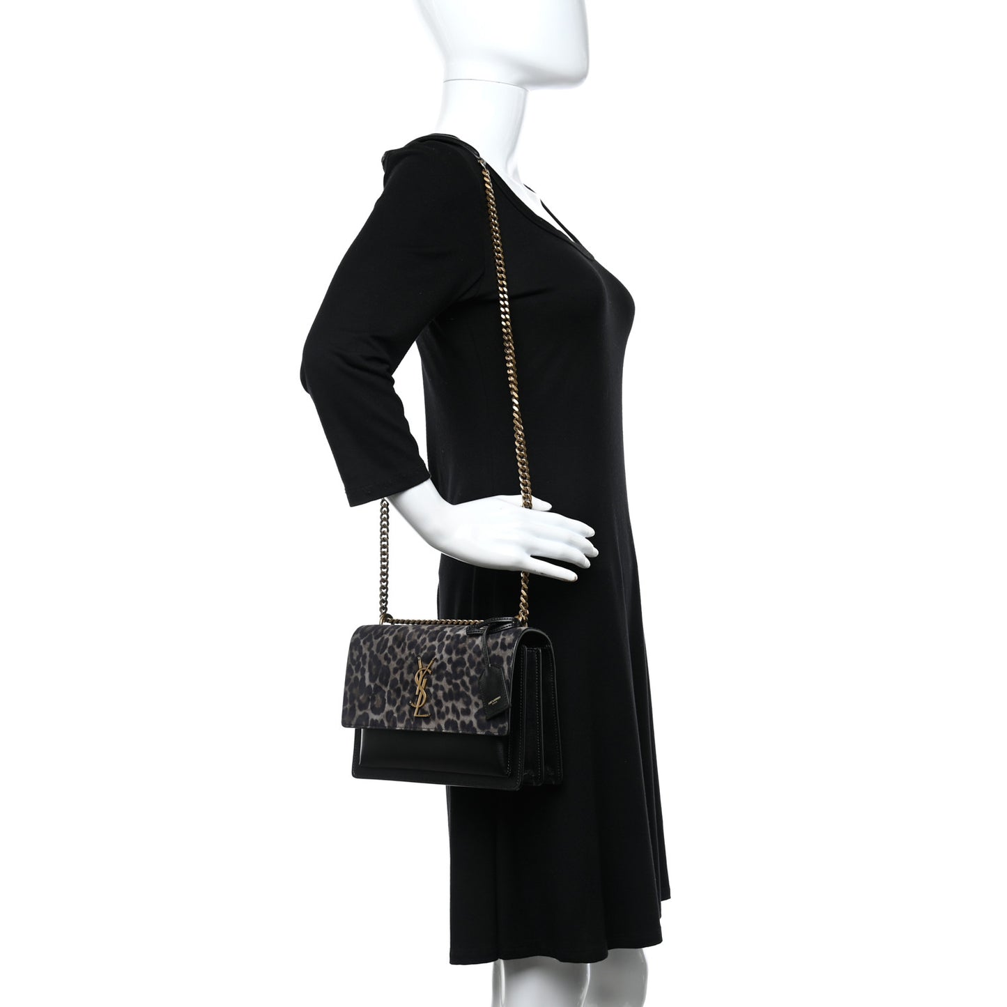 Calfskin Suede Leopard Print Medium Monogram Sunset Black