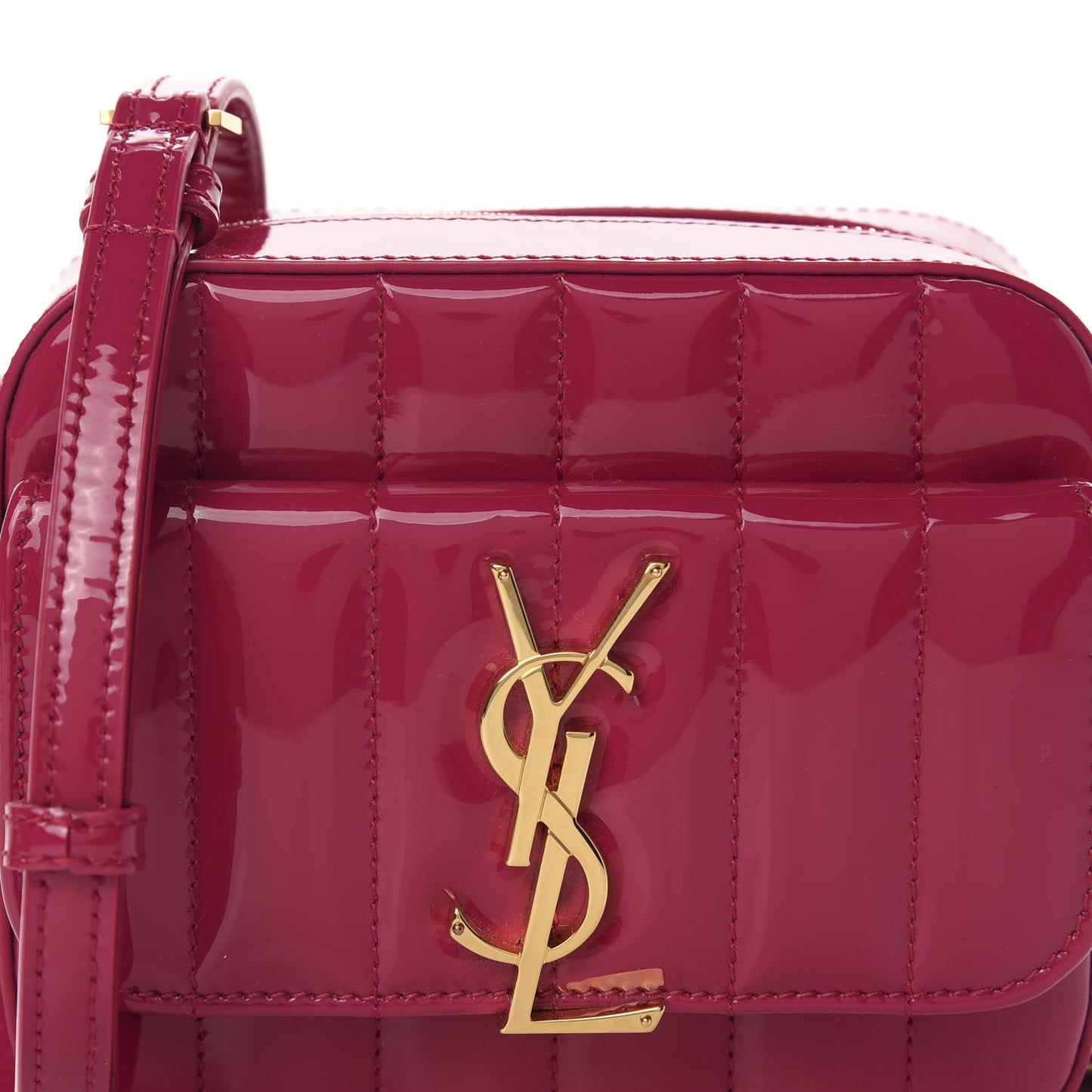Patent Matelasse Monogram Toy Vicky Camera Bag Bubblegum