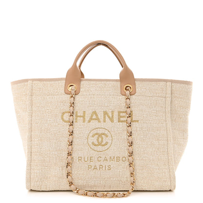 Chanel Canvas Medium Deauville Tote Light Beige 1 of 10