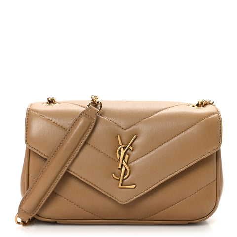 Lambskin Chevron Quilted Mini Loulou Havana Brown