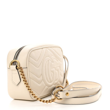 Gucci Calfskin Matelasse Mini GG Marmont Chain Shoulder Bag White 3 of 13