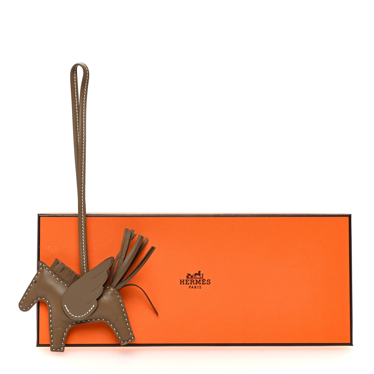 Hermes Milo Lambskin Grigri Rodeo Pegase Horse Bag Charm PM Etoupe 5 of 5
