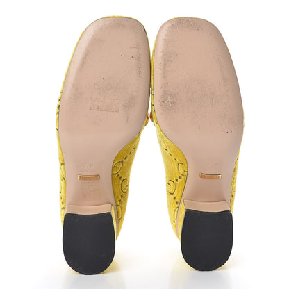 Gucci Velvet GG Monogram Sylvie Web Chain Mid Heel Loafers 37.5 Sunny Beige 7 of 11