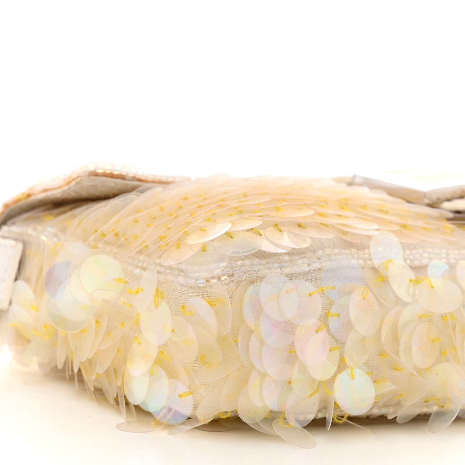 Fendi Sequin Paillettes Snakeskin Baguette White 9 of 11