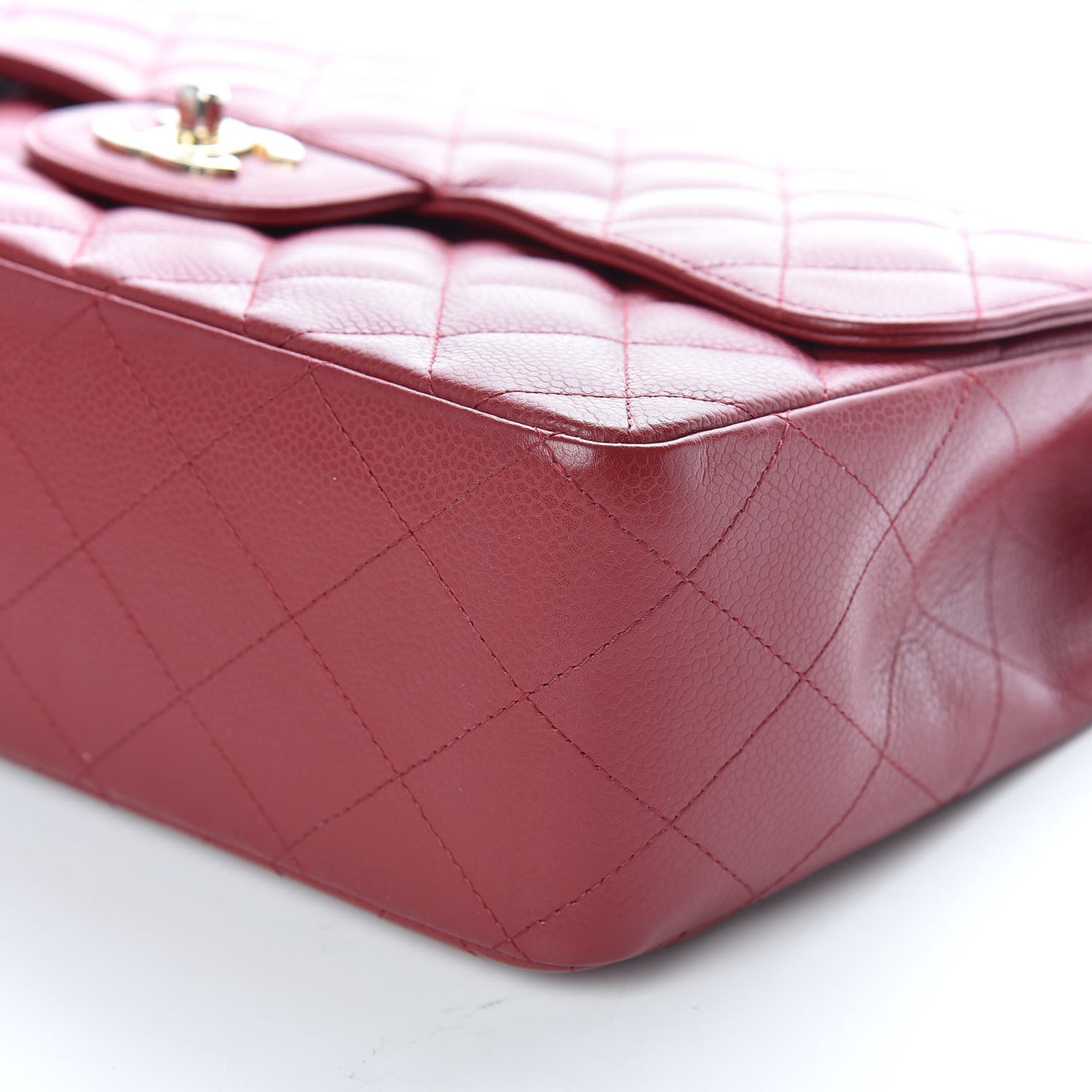 Caviar Quilted Jumbo Single Flap Dark Red