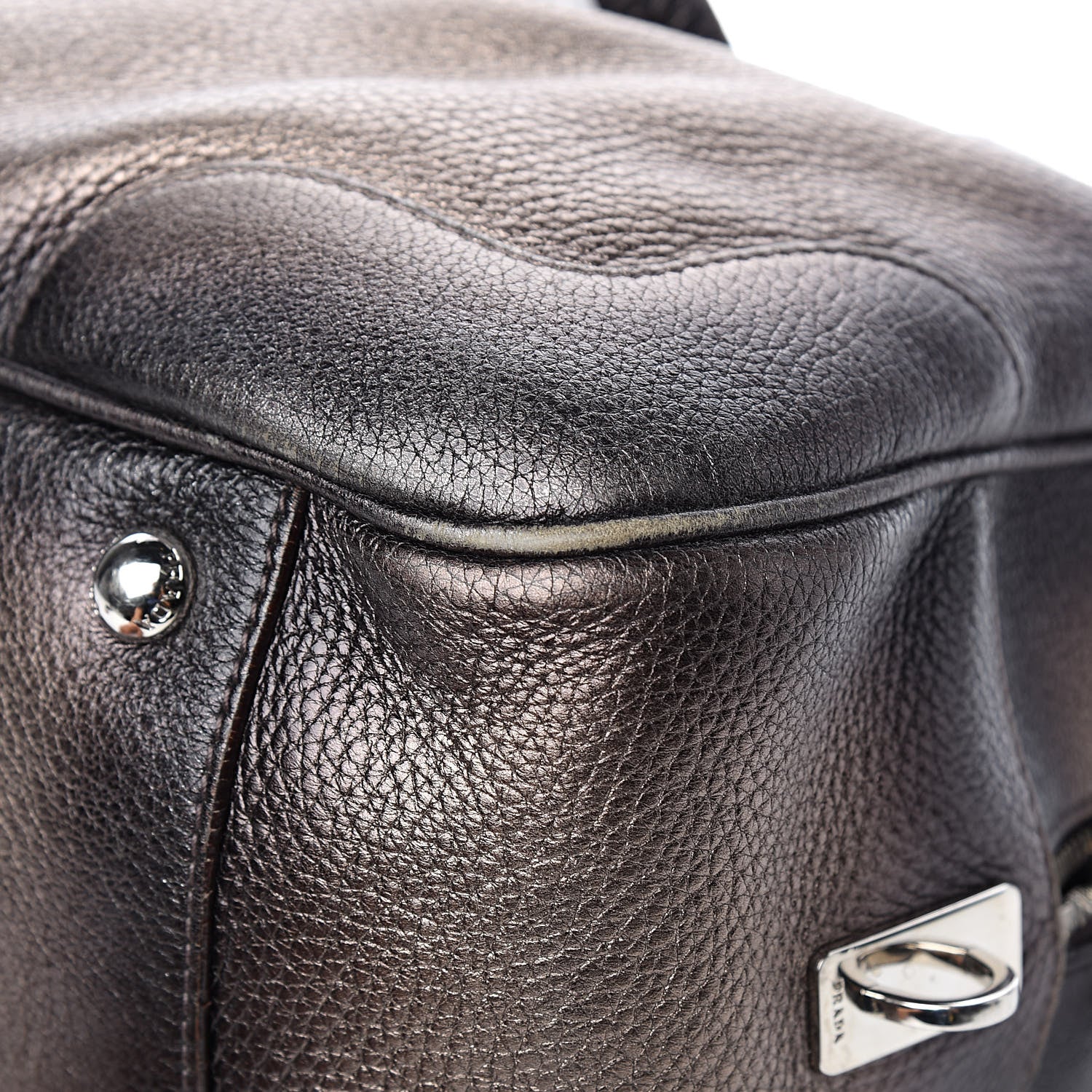 Prada Vitello Daino Antik Bauletto Tote Piombo 11 of 12