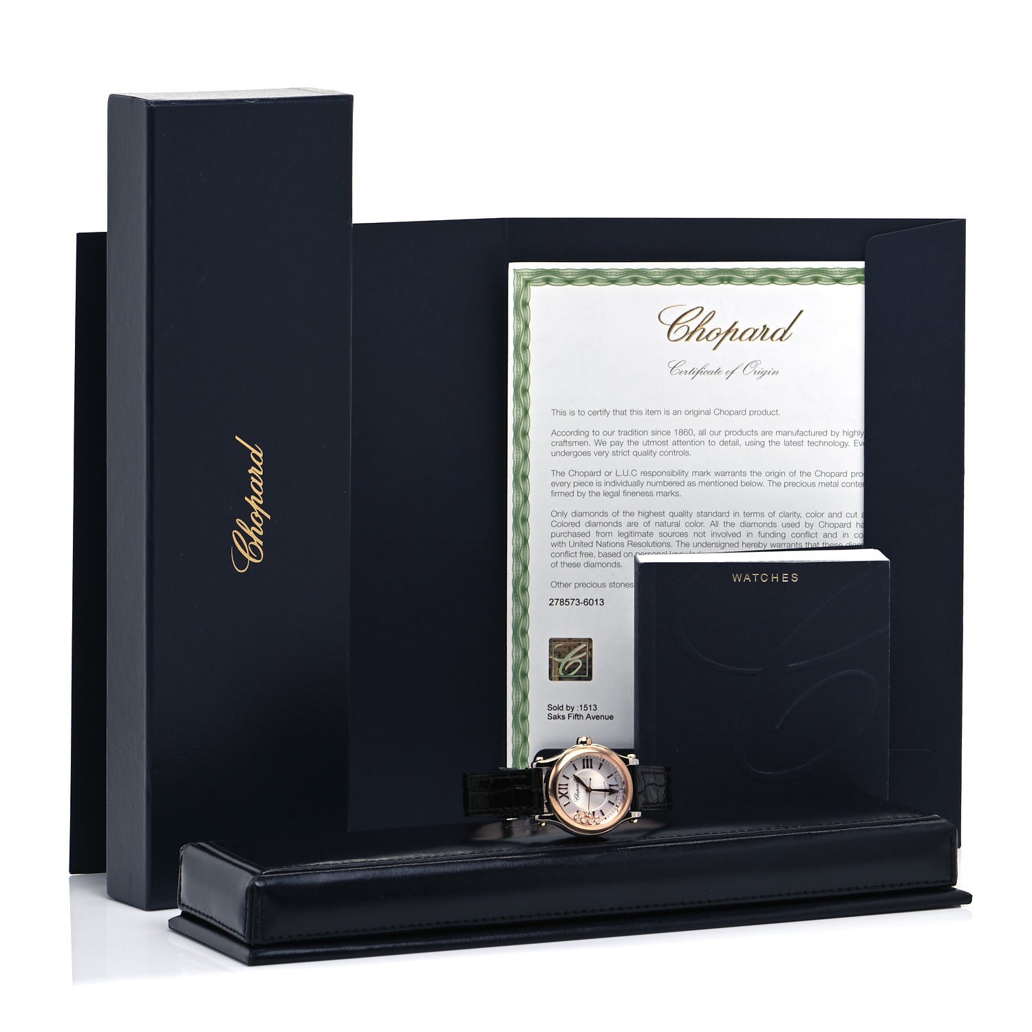 Chopard Stainless Steel 18K Rose Gold Alligator 5 Diamond 36mm Happy Sport Automatic Watch 5 of 5