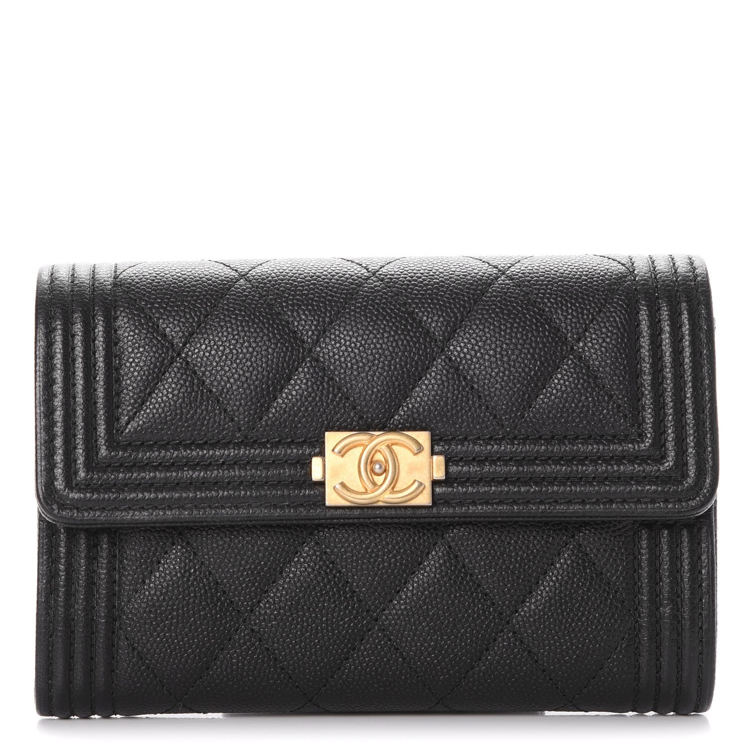 Chanel Caviar Quilted Medium Boy Flap Wallet Black 1 of 10