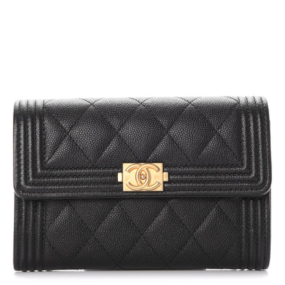 Chanel Caviar Quilted Medium Boy Flap Wallet Black 1 of 10