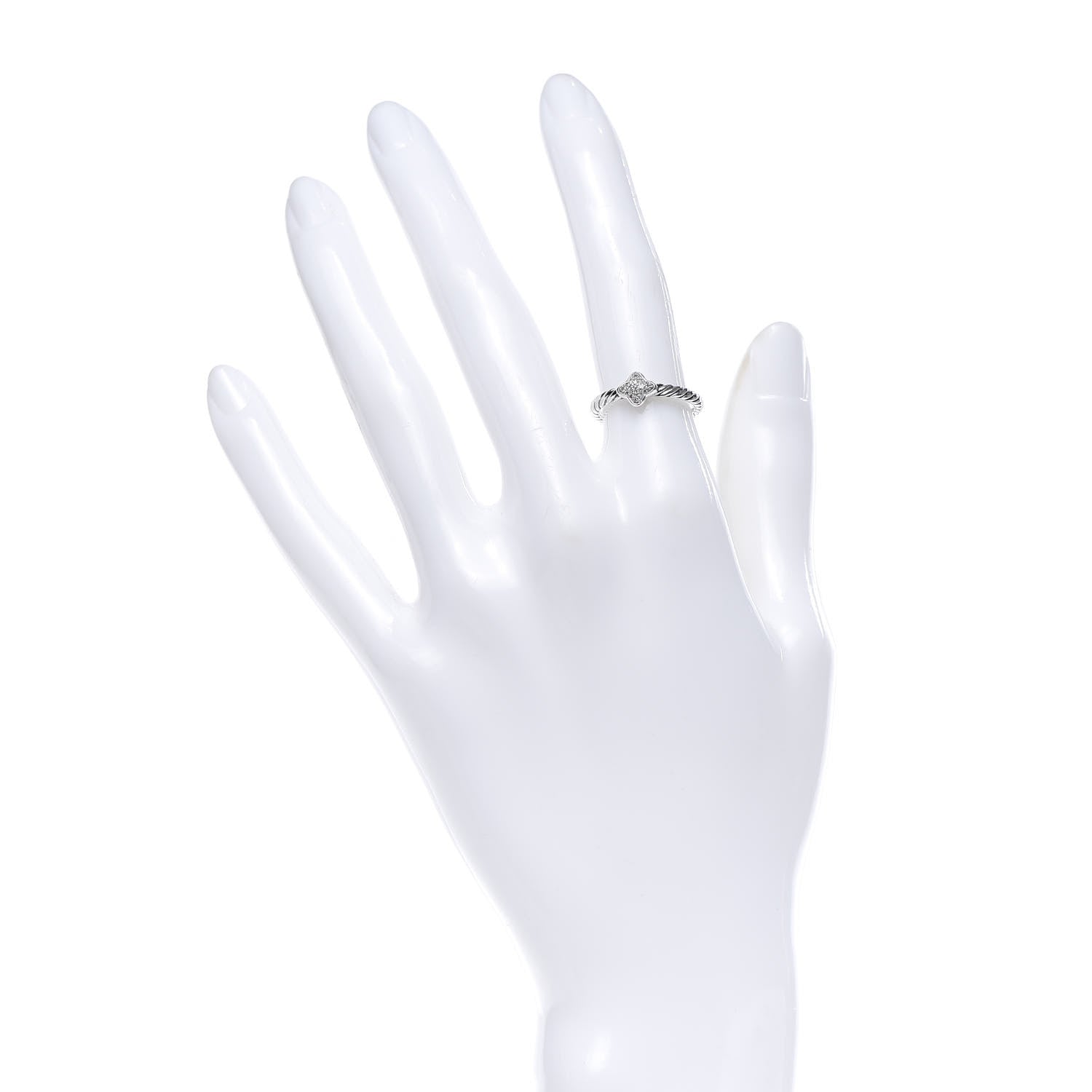 David Yurman Sterling Silver Diamond Quatrefoil Ring 49 4.75 2 of 4