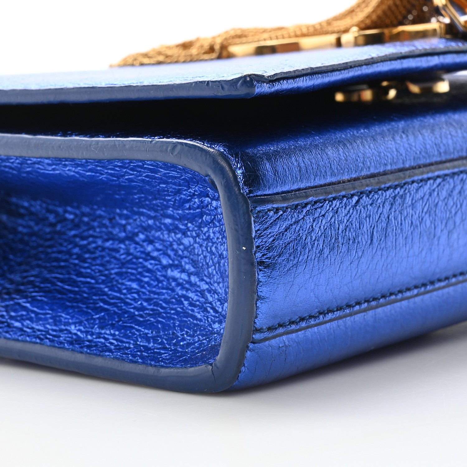 Saint Laurent Metallic Calfskin Small Classic Monogram Kate Tassel Satchel Blue Royal 9 of 10