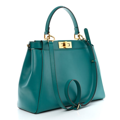 Fendi Vitello Morgan Fabric Jacquard Pequin Medium Peekaboo Iconic Satchel Lago Tobacco Black 3 of 11