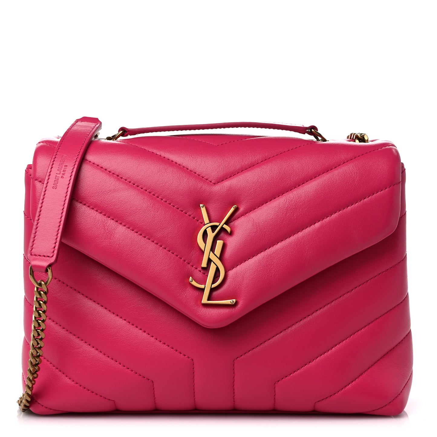 Calfskin Y Quilted Monogram Small Loulou Chain Satchel Fresh Fuchsia