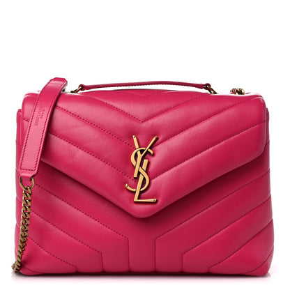 Saint Laurent Calfskin Y Quilted Monogram Small Loulou Chain Satchel Fresh Fuchsia 1 of 9