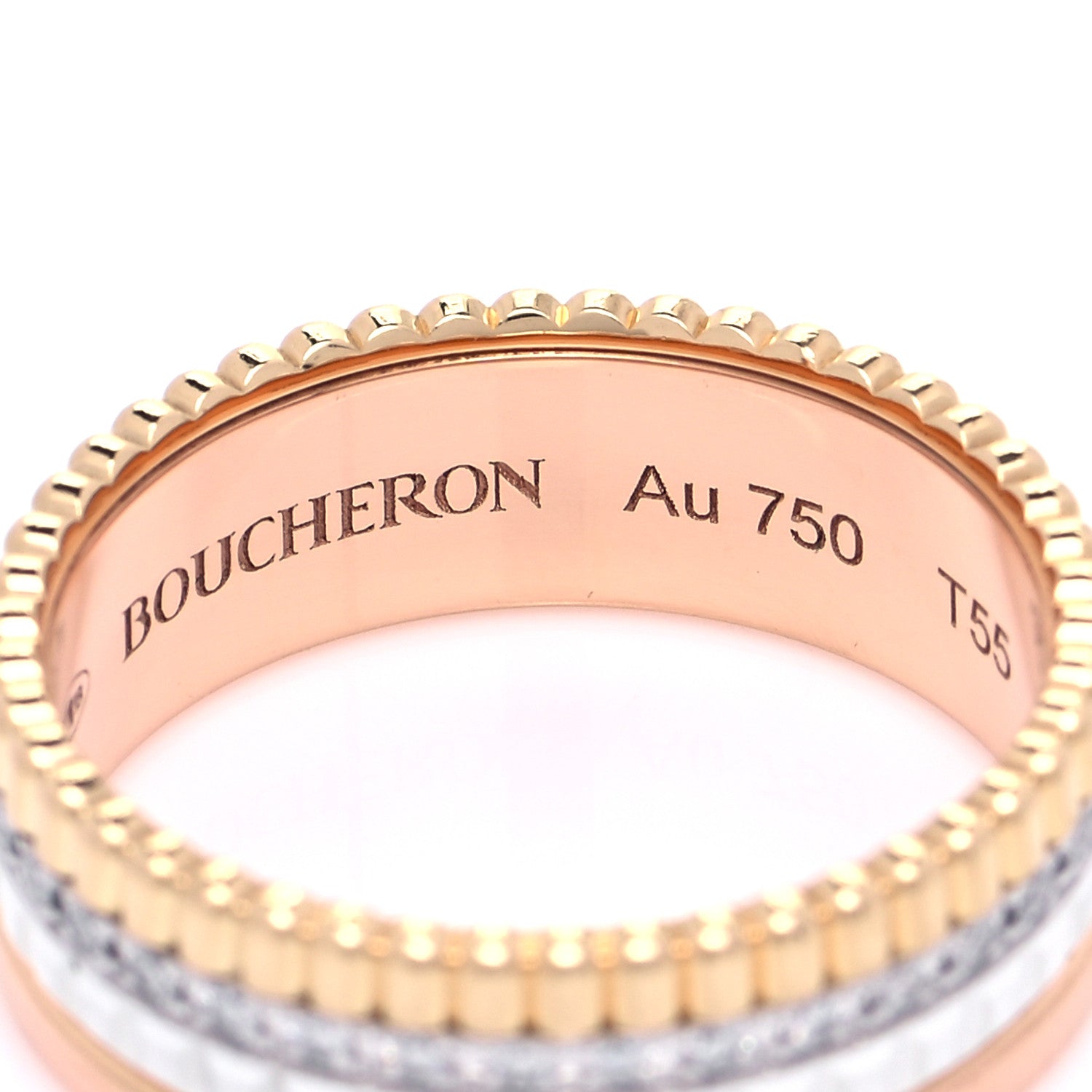 Boucheron 18K Pink Yellow White Gold Diamond Small Quatre Classique White Edition Ring 55 7.25 4 of 6
