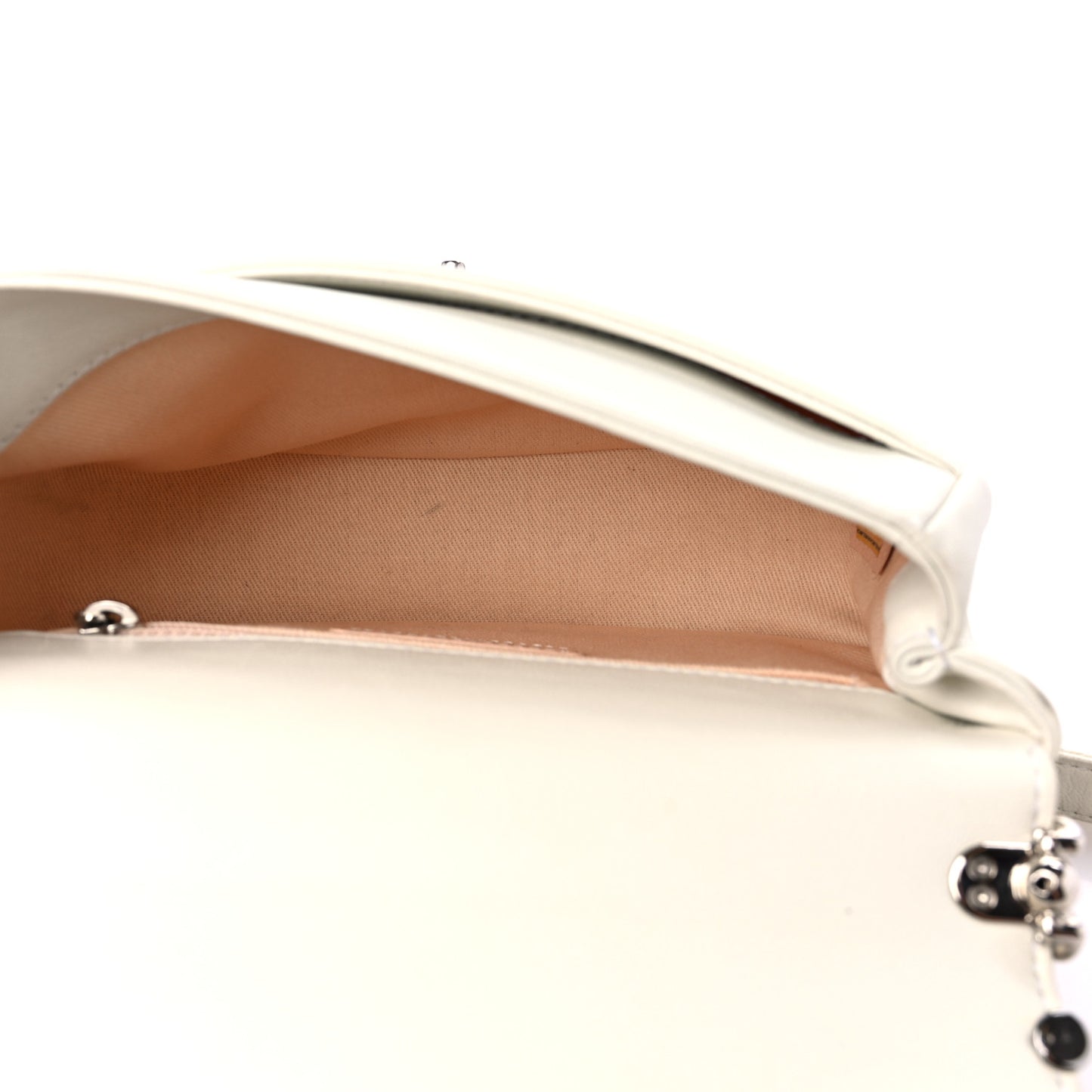 Lambskin Quilted Small Studded Bubble Flap White