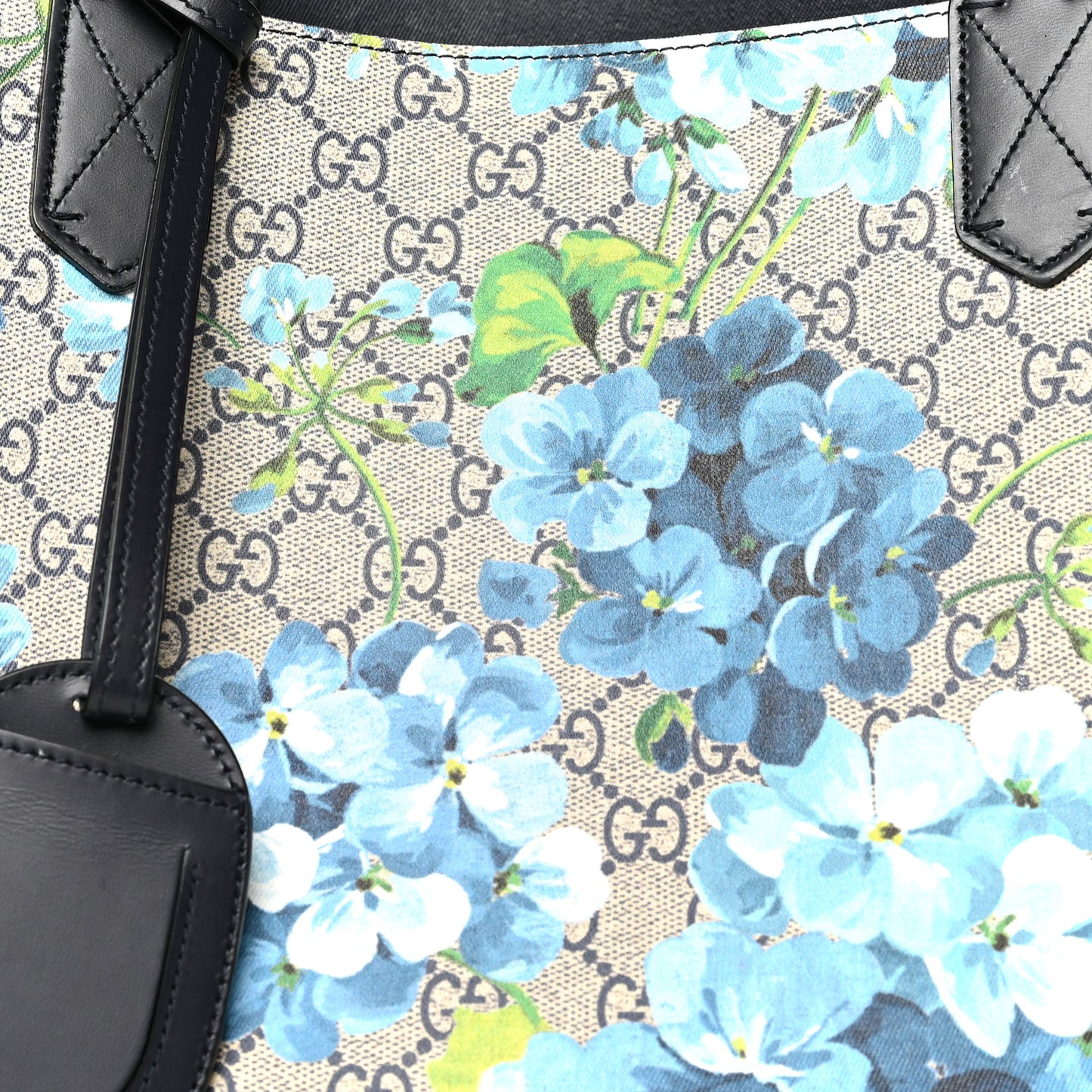 GG Supreme Monogram Blooms Medium Reversible Tote Beige Blue Navy