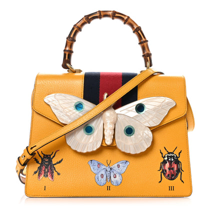 Gucci Textured Calfskin Bamboo Web Medium Falena Moth Top Handle Bag Crop 1 of 9