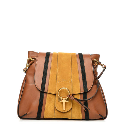 Chloe Calfskin Suede Patchwork Medium Lexa Shoulder Bag Tan 1 of 8