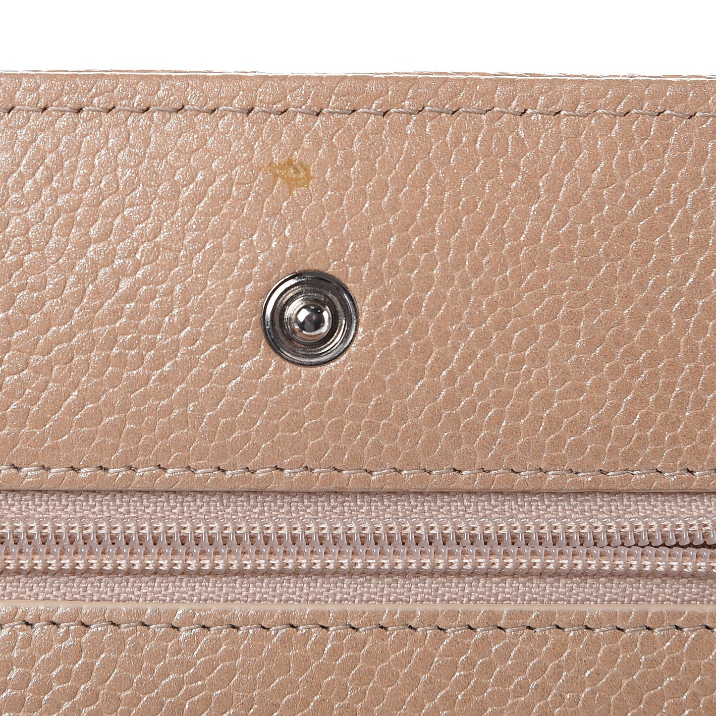 Metallic Caviar Quilted Wallet on Chain WOC Beige