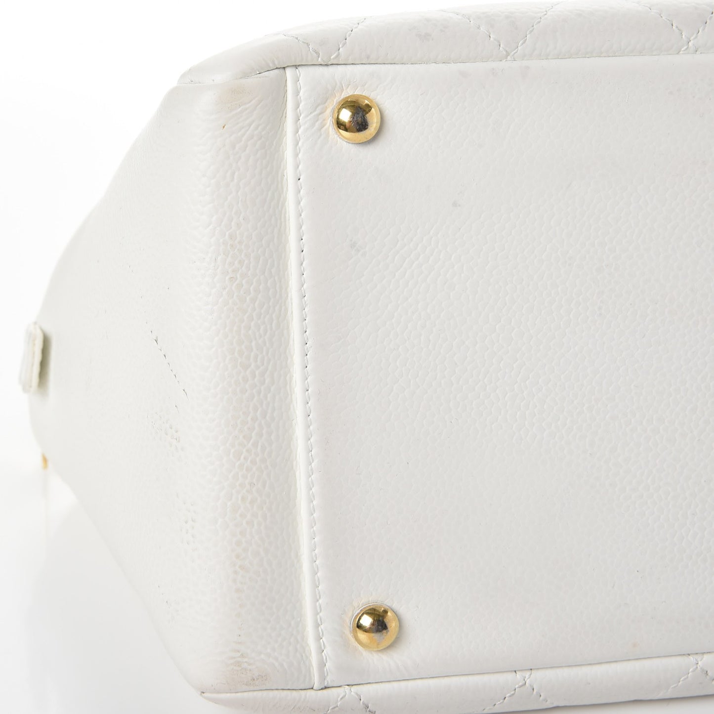 Caviar Quilted Petit Timeless Tote PTT White