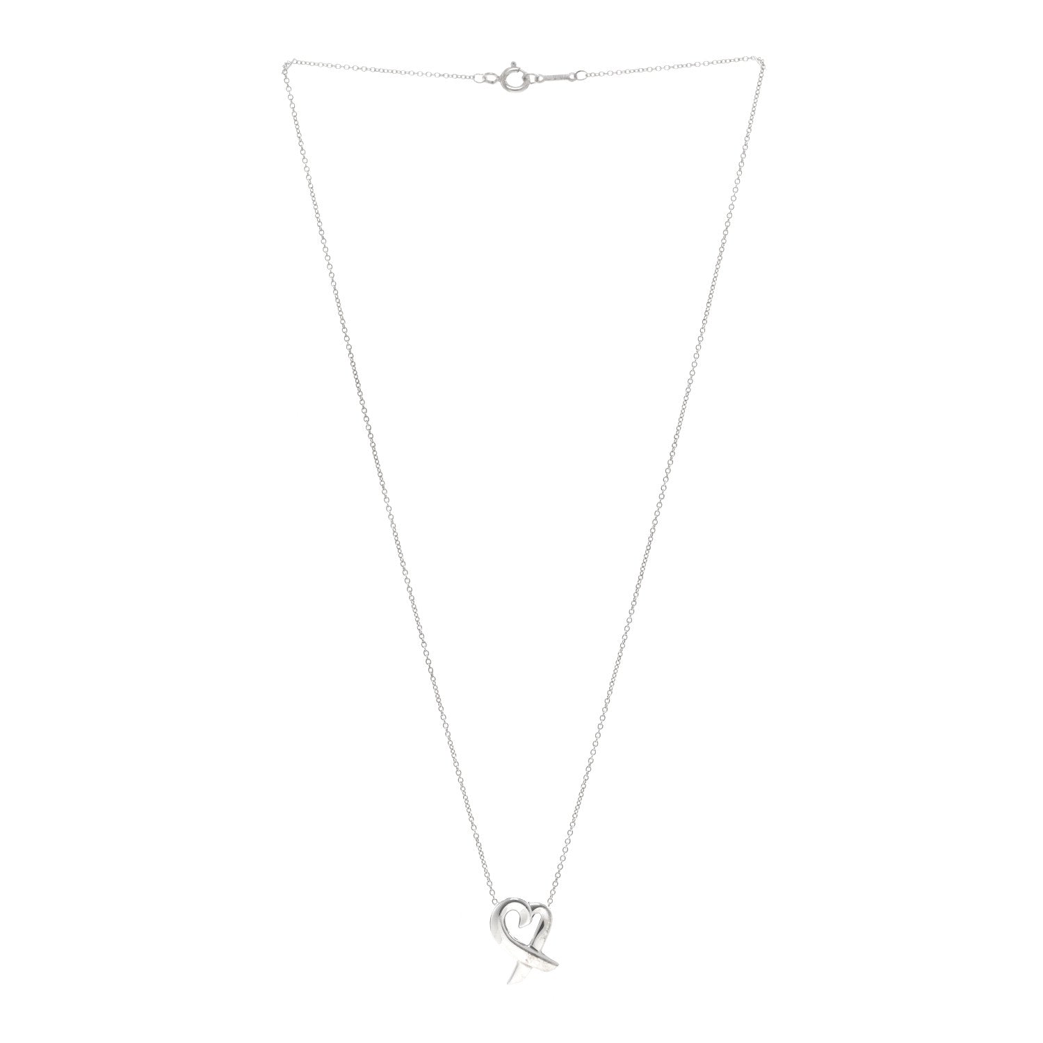Tiffany Sterling Silver Small Paloma Picasso Loving Heart Pendant Necklace 3 of 5