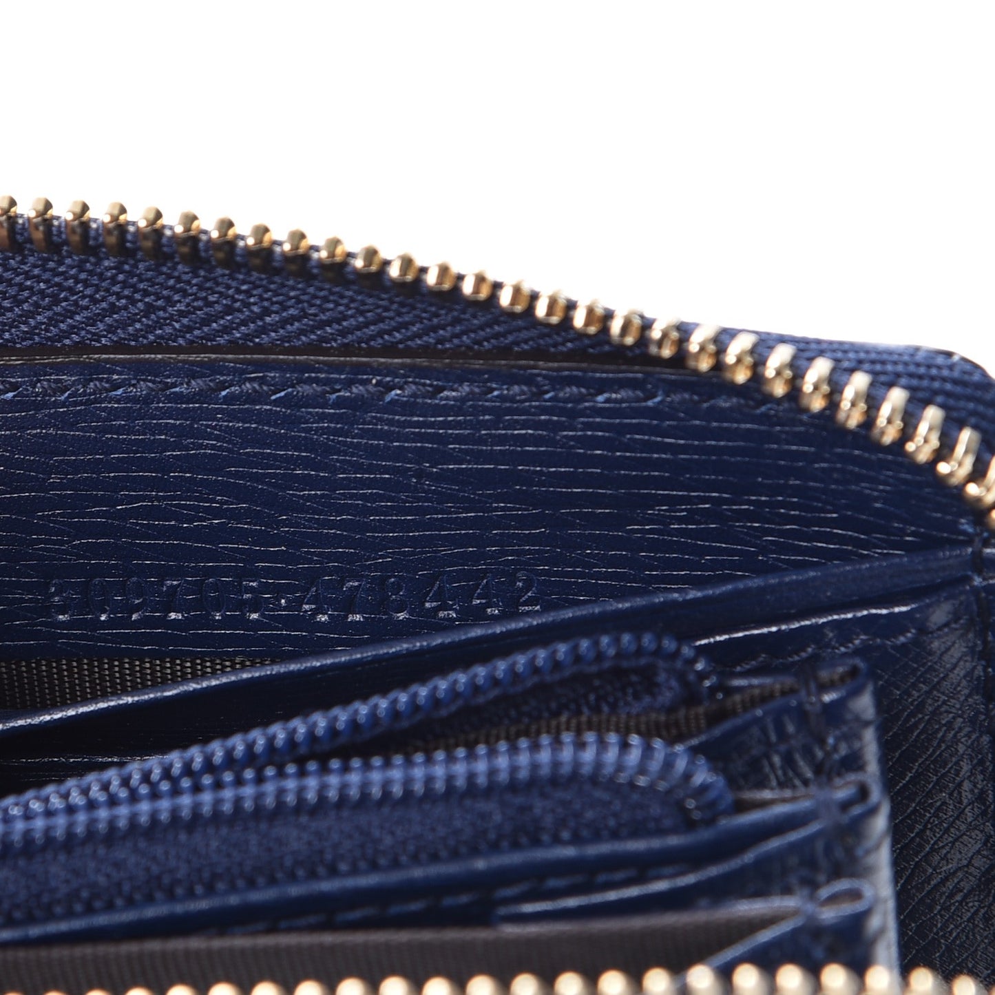 Calfskin Heartbeat Print Zip Around Wallet Blue