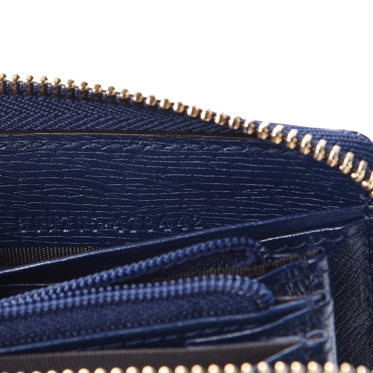 Gucci Calfskin Heartbeat Print Zip Around Wallet Blue 5 of 8