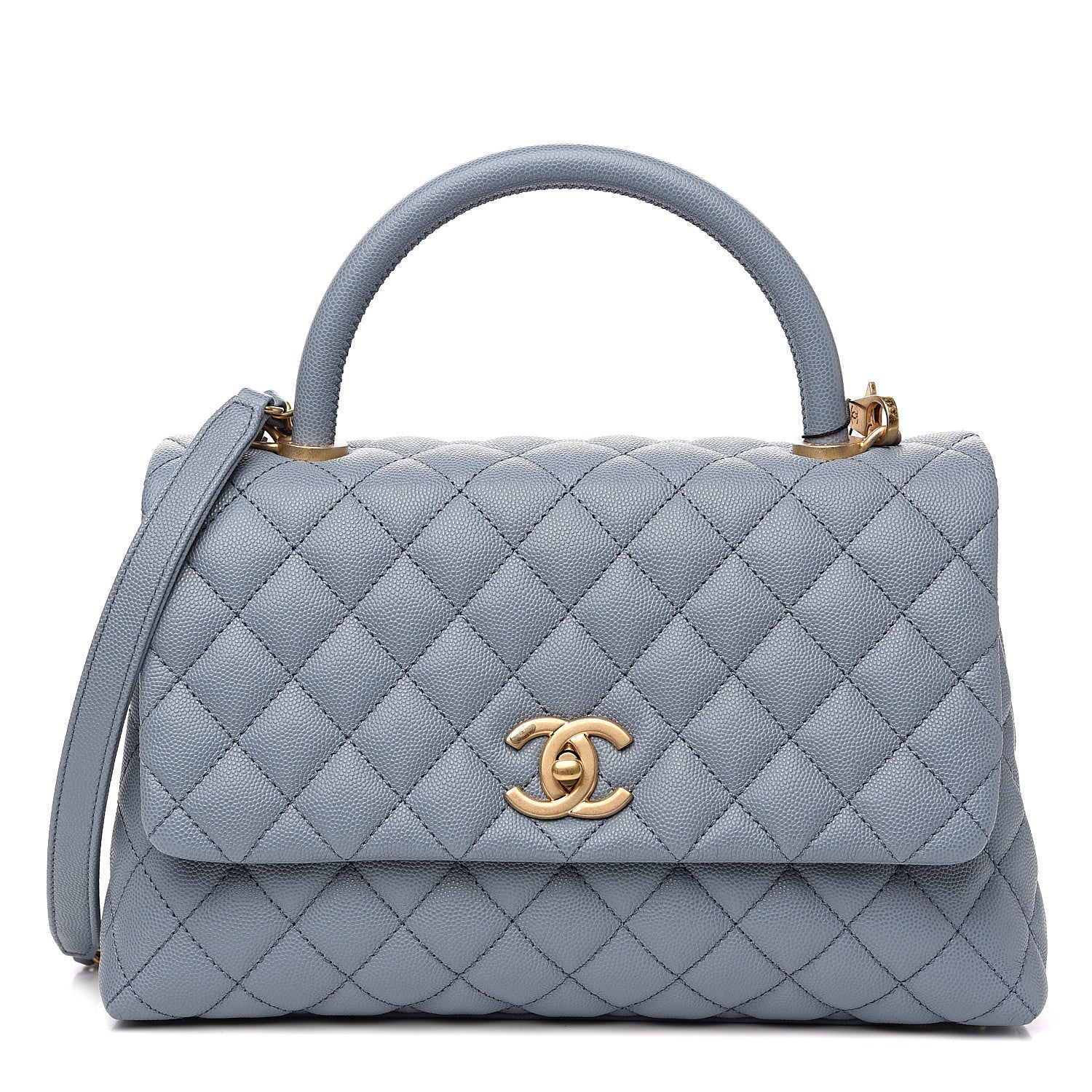 Chanel Caviar Quilted Small Coco Handle Flap Blue 1 of 9