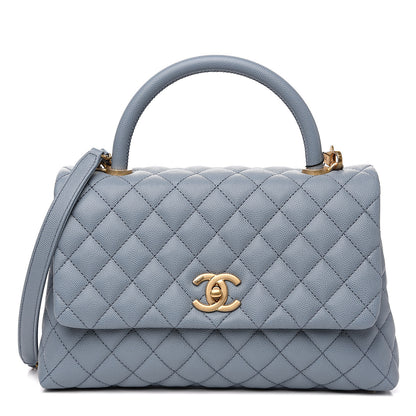 Chanel Caviar Quilted Small Coco Handle Flap Blue 1 of 9