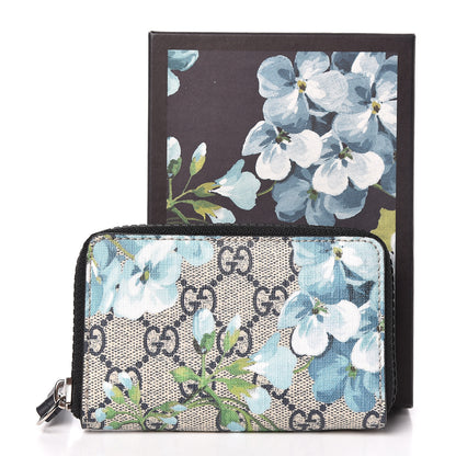 Gucci GG Supreme Monogram Blooms Zip Around Card Case Wallet Beige Blue Navy 7 of 7