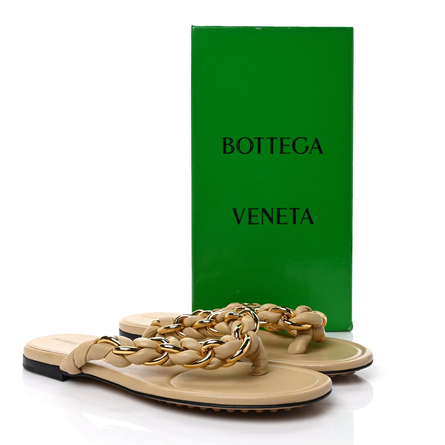 Nappa Chain Dot Flat Sandals 40 Cane Sugar