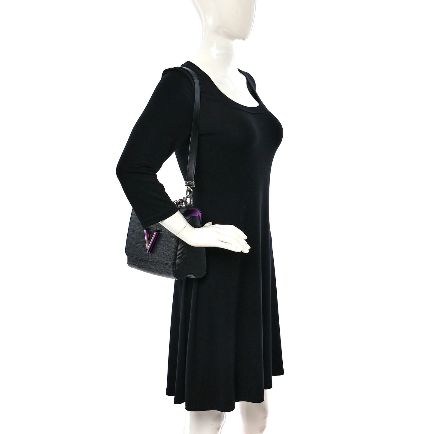 Epi Twist Triple Chain Shoulder Bag MM Black