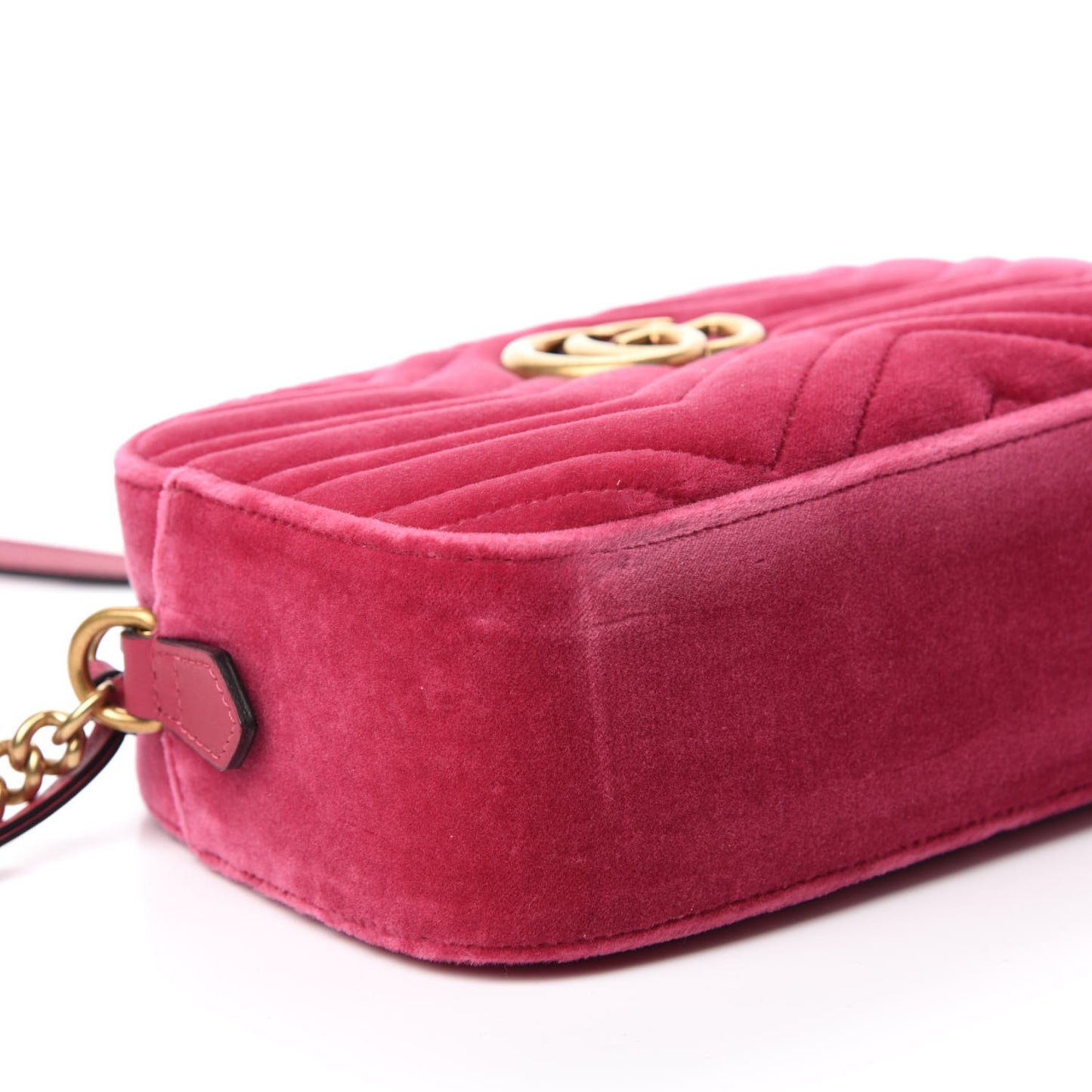 Velvet Matelasse Small GG Marmont Chain Shoulder Bag Light Raspberry Rose