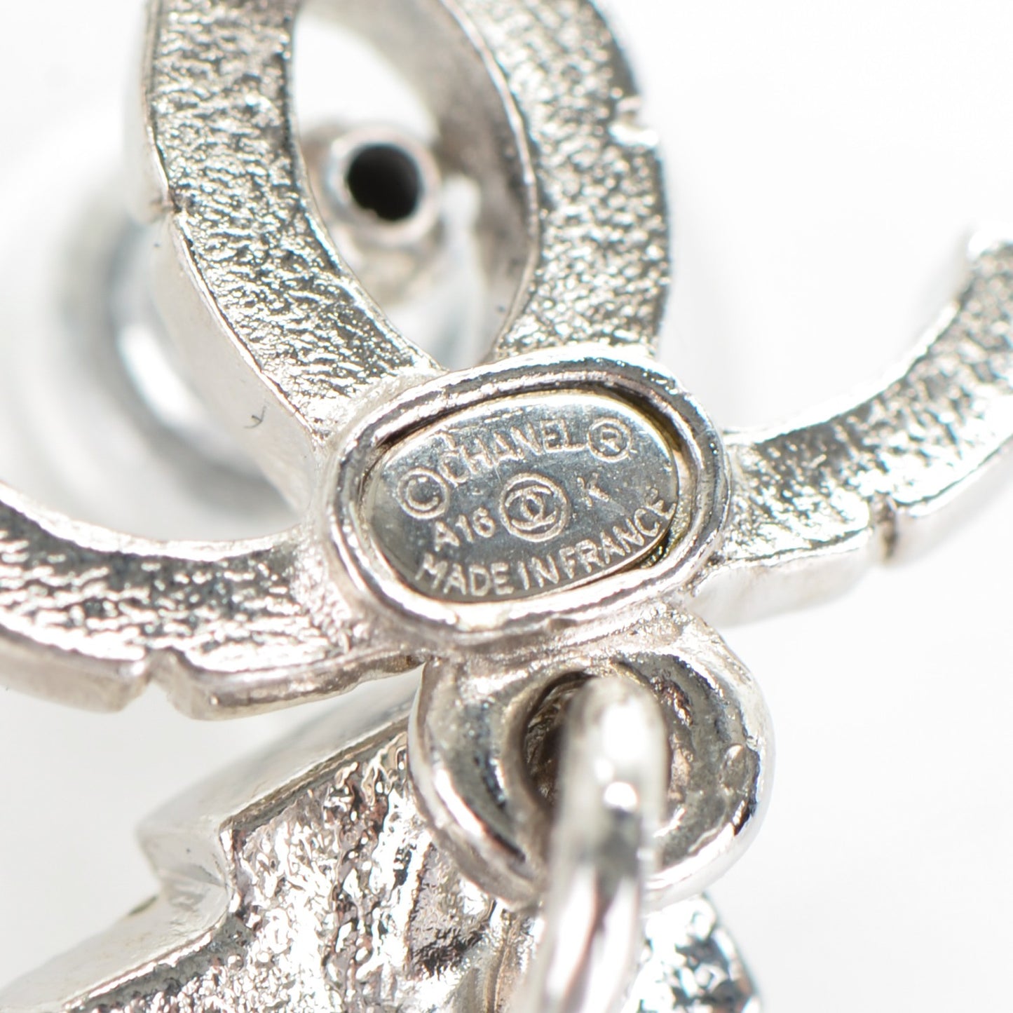 Crystal Heart CC Drop Earrings Silver