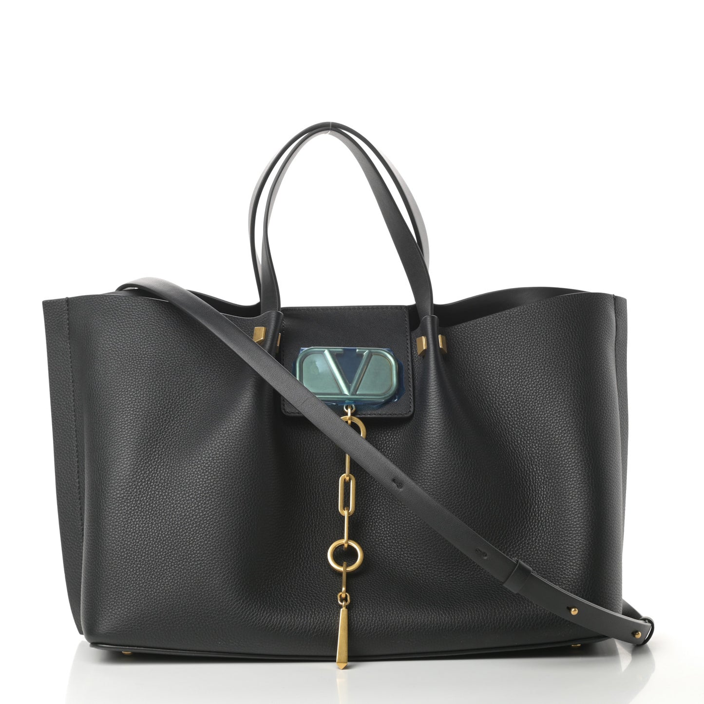 Grainy Calfskin Medium VLogo Escape Shopper Black