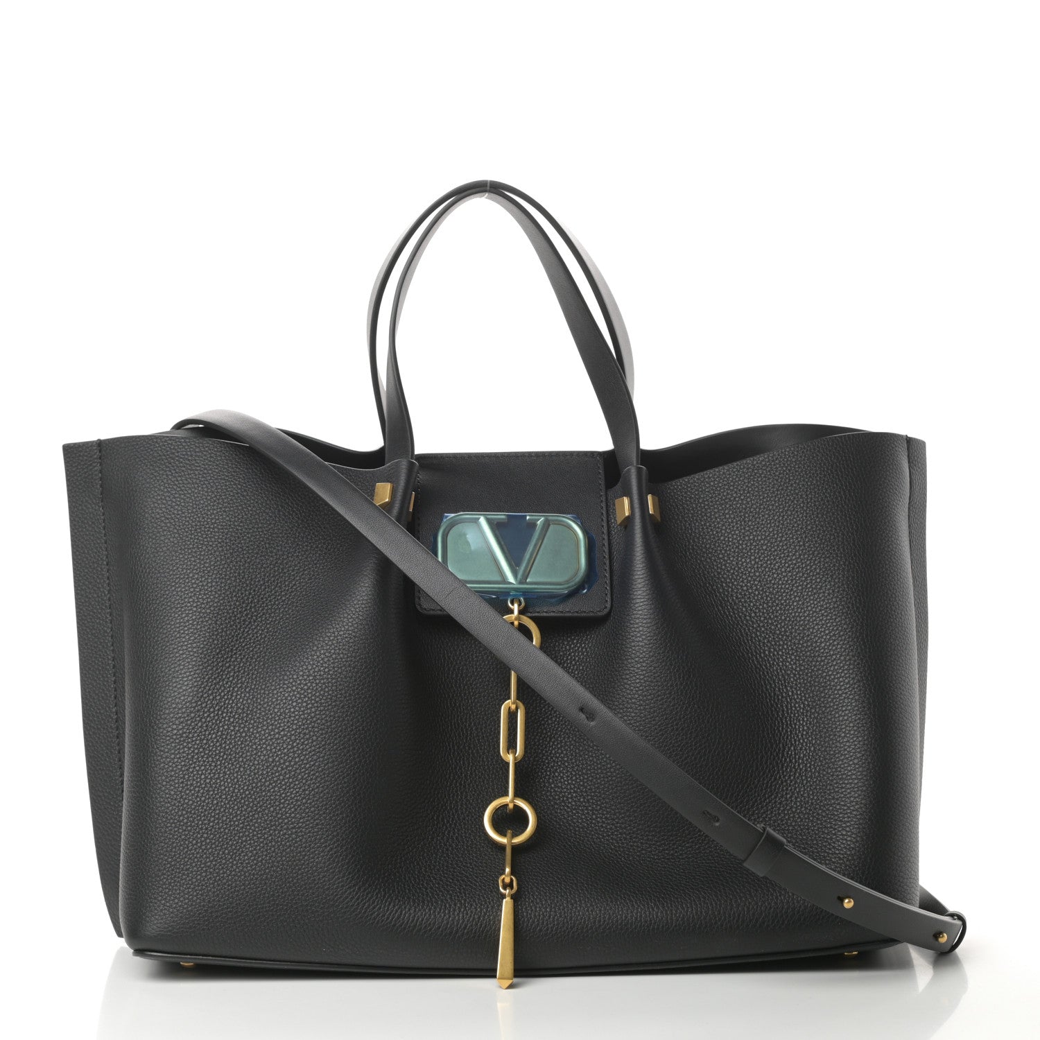 Valentino Garavani Grainy Calfskin Medium VLogo Escape Shopper Black 3 of 11