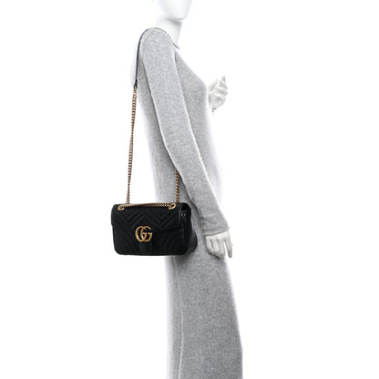 Gucci Calfskin Matelasse Small GG Marmont Shoulder Bag Black 2 of 11