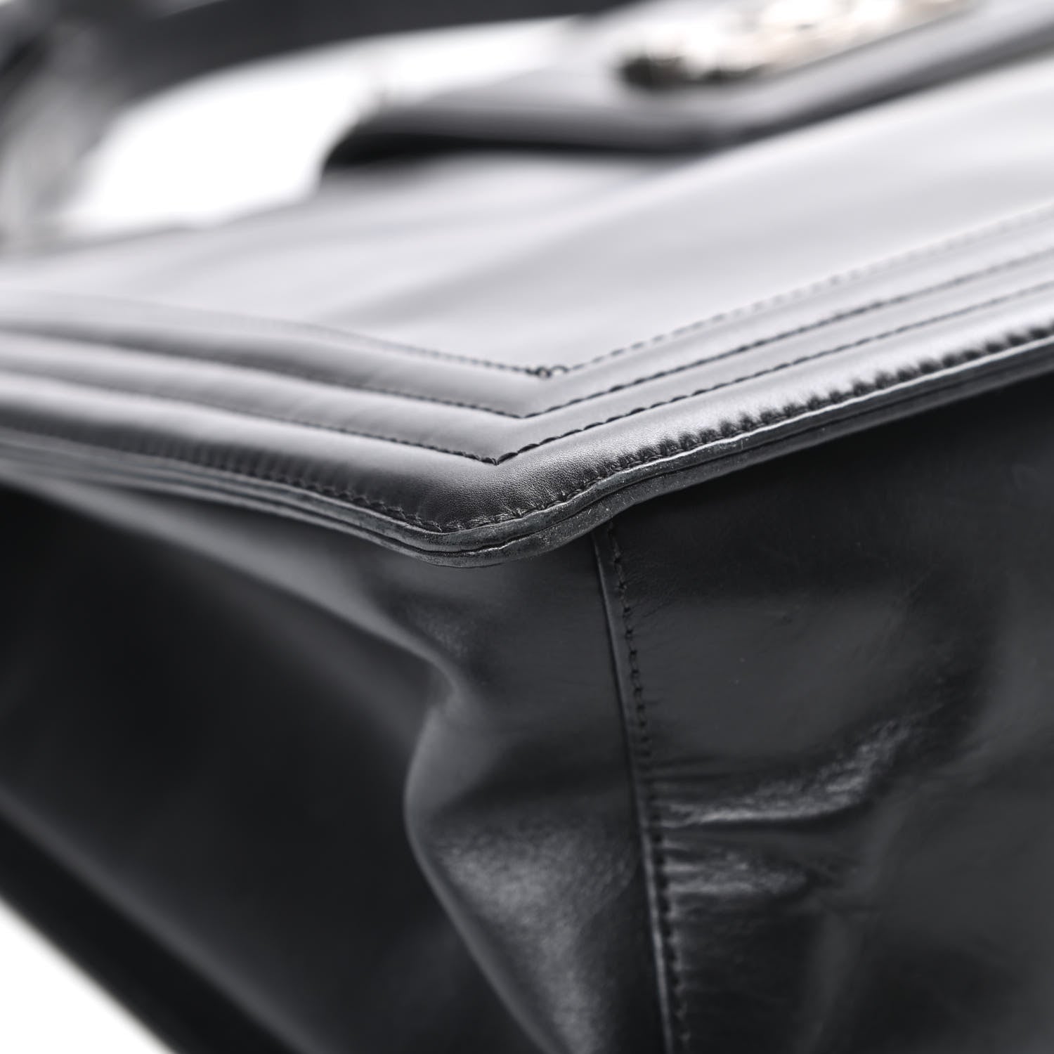 Chanel Glazed Calfskin Boy Tote Black 9 of 16