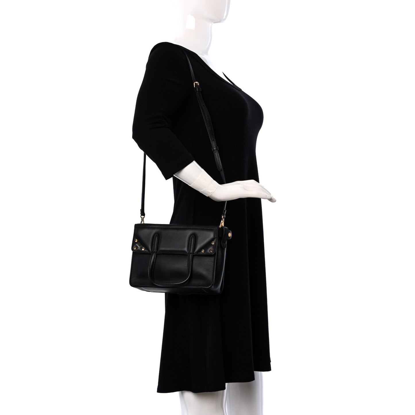 Vitello Grace Matte Small Flip Tote Black